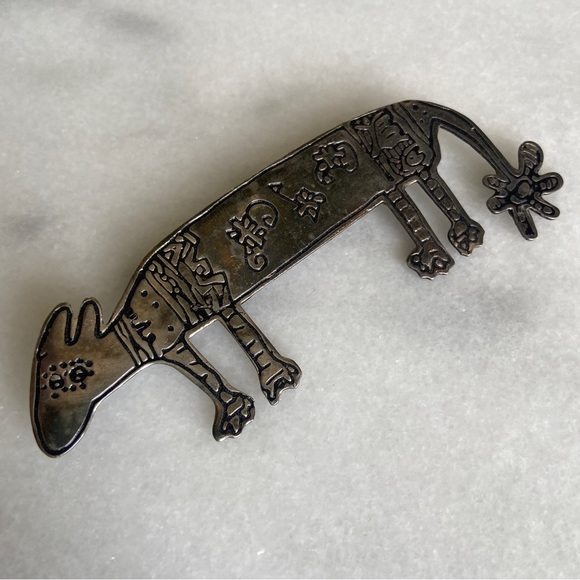 VINTAGE • Armadillo Brooch Southwestern Western Native American Folk Style Pin - Picture 2 of 6